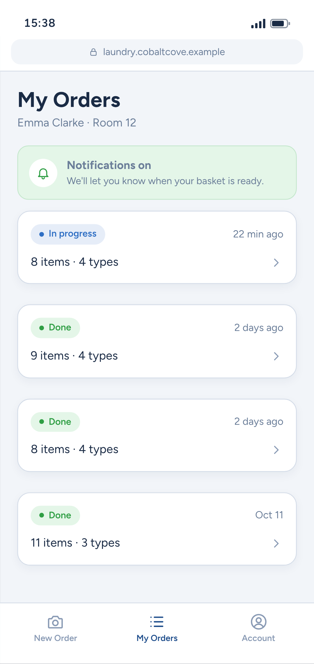 Guest order status